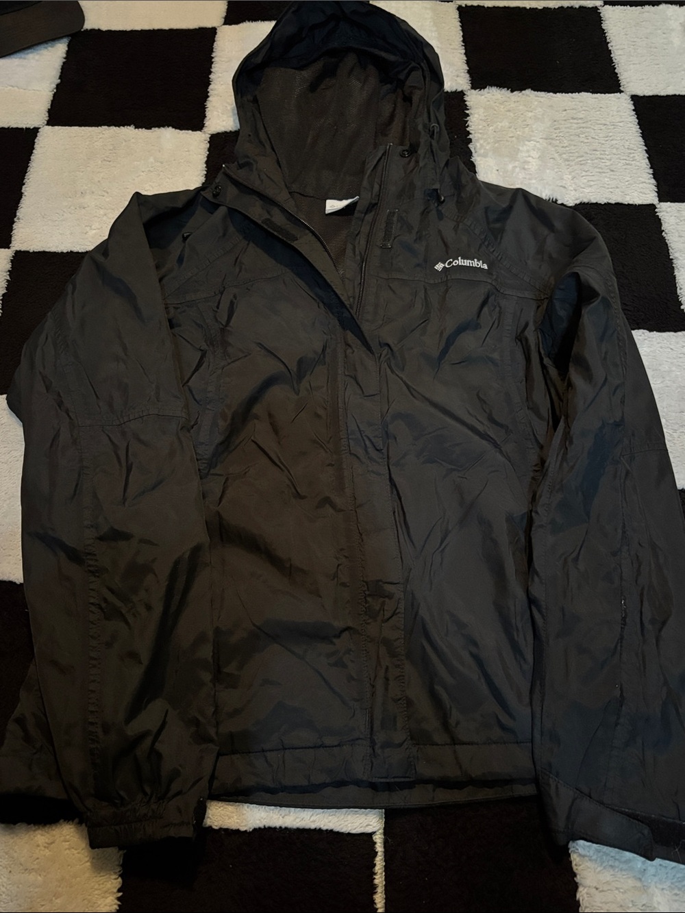 Columbia Black Hooded Shell windbreaker/ rain coat